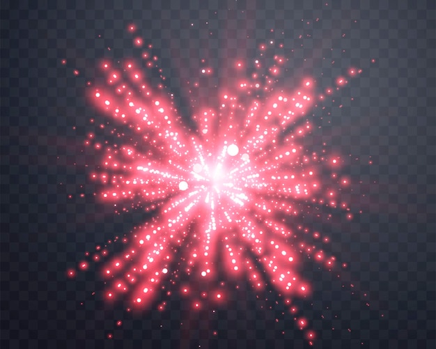 Rode zonlicht lens flare zonneflits met stralen en schijnwerpers Glowing burst explosie