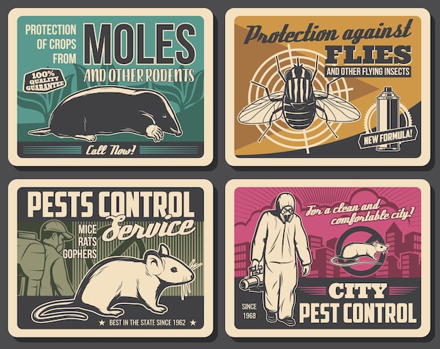 Vector rodents extermination insects pest control poster