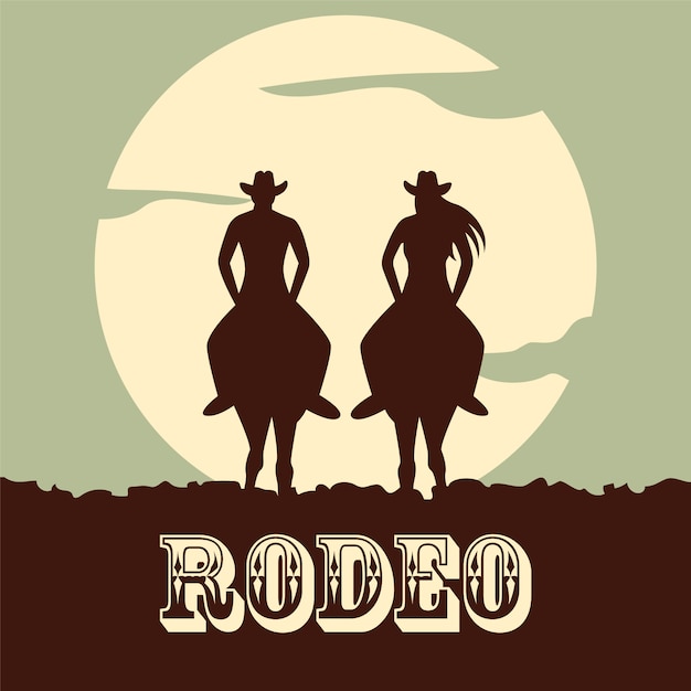 Rodeo achtergrond met twee paarden