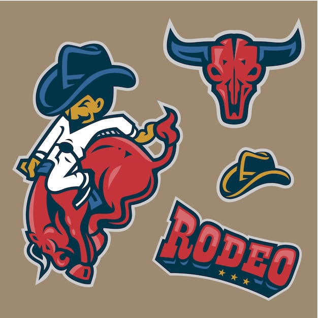 Vector rodeo character in set