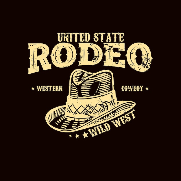 Vector rodeo cowboy western t-shirt ontwerp arizona rodeo cowboy chaos vintage handgetekende illustratie tee