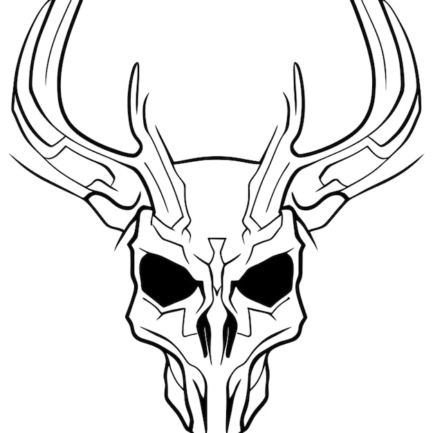 roe skull lofo vector illustration line art