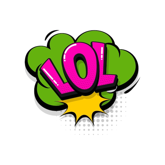 Rofl lol comic text sound effects pop art style vector speech bubble word cartoon