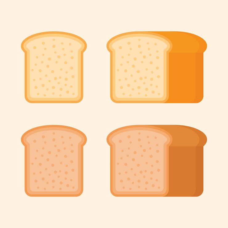 Rogge en tarwe toast brood in vlakke stijl.