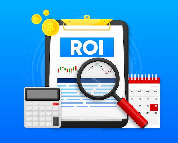 Vector roi-concept rendement op investeringen investeren en financieren bedrijfsgroei kapitalisme vector-illustratie