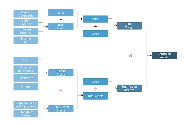 ROI for dupont analysis which included sale total assets in formula for calculation for financial a