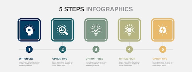ROI 투자 반환 마케팅 비즈니스 아이콘 Infographic 디자인 템플릿 5단계로 구성된 창의적인 개념