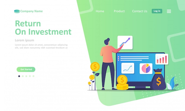 Vector roi, profit income landing page