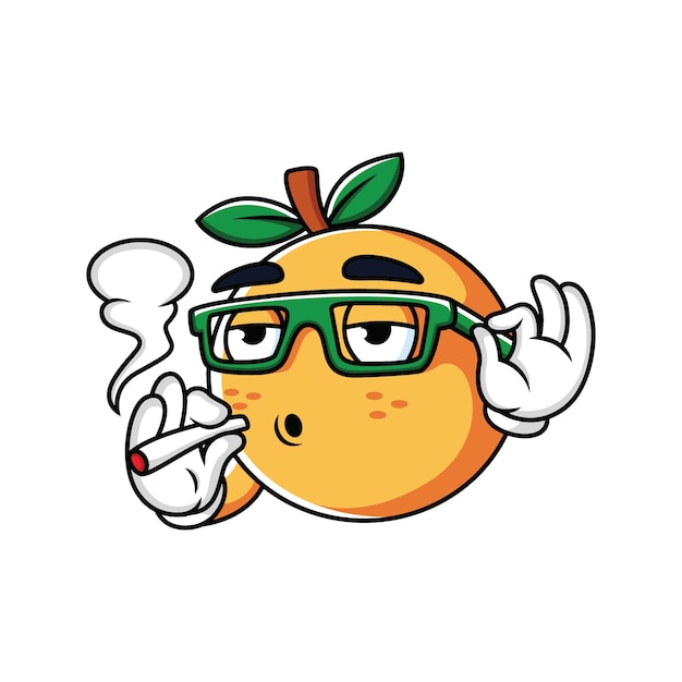 Roken oranje Cartoon met ontspannen expressie