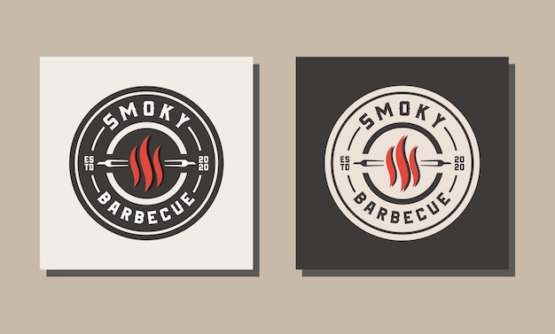 Rokerige barbecue grills partij logo vector ontwerpsjabloon