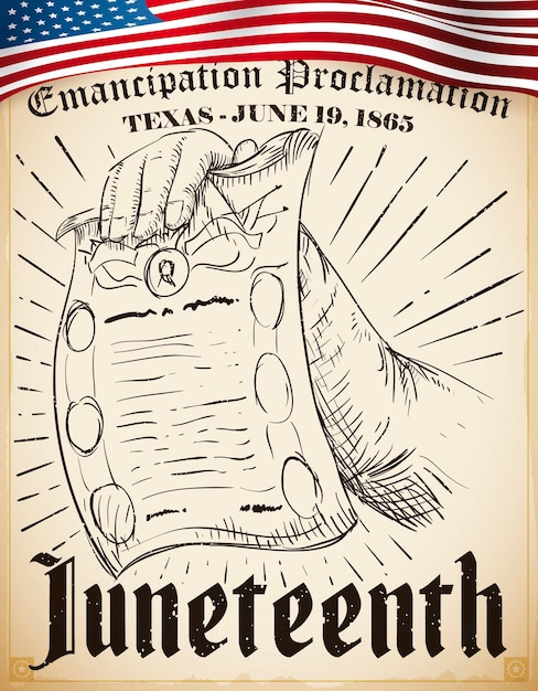 Rol met de tekening van de emancipatieproclamatie voor de viering van Juneteenth