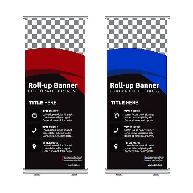 Roll banner rood blauw ingesteld