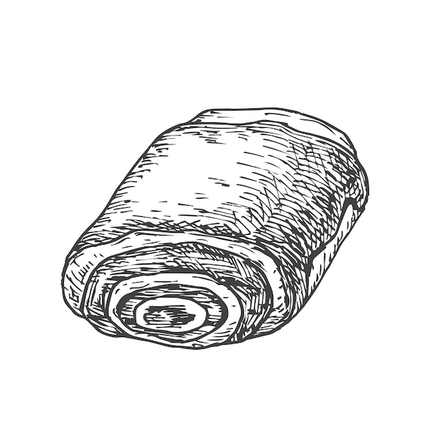 Vector roll bun hand drawn doodle vector illustration. bakery sketch style drawing. isolated.