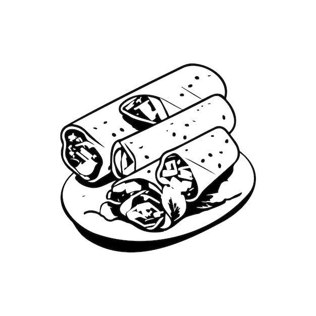 Vector roll cuisine icon handtekening zwarte kleur chinees eten nieuwjaar logo vector element en symbool