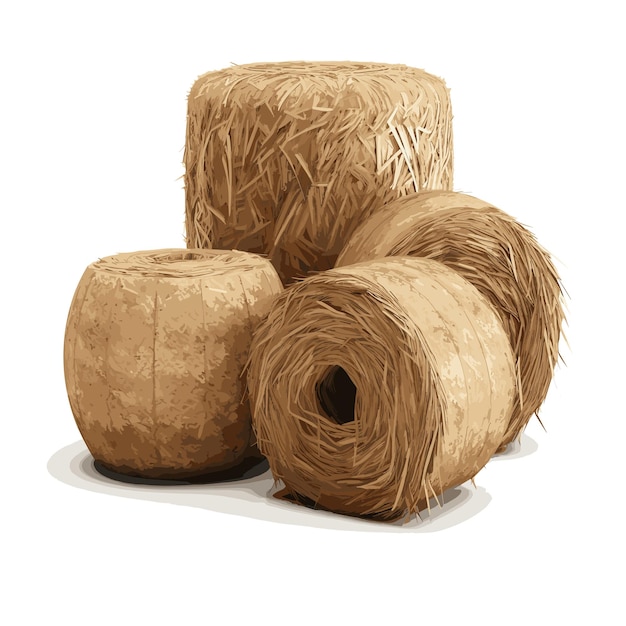 ROLL RICE STRAW ISOLATED WATER COLOR STYLE VECTOR