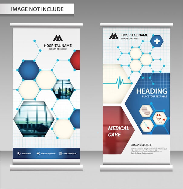 Roll up banner business design on background.