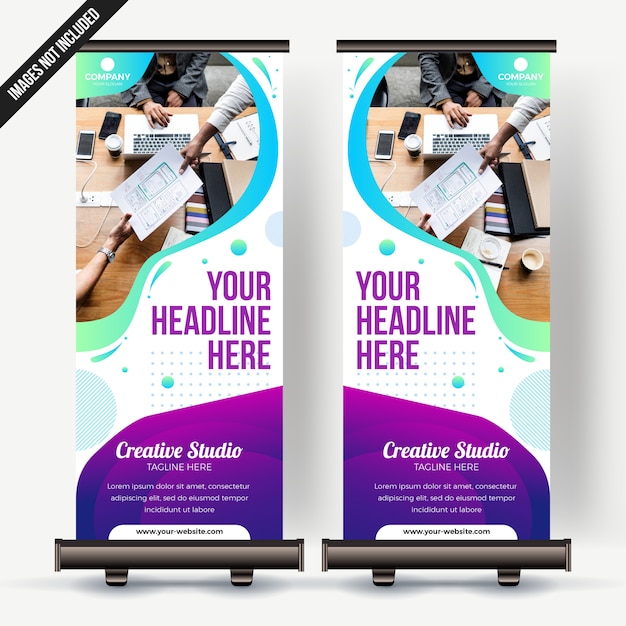 Vector roll up banner business with colorfull gradient