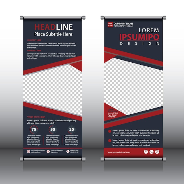 Roll up banner design Editable vertical template vector geometric abstract background modern xban