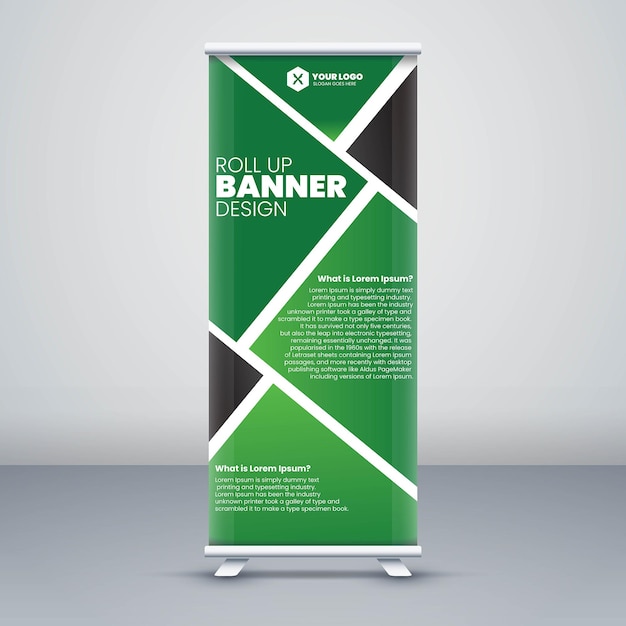 Roll up banner design green colors with tile