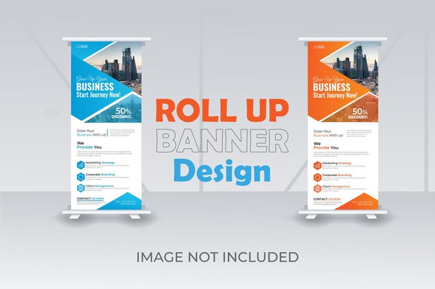 Roll Up Banner Design Roll Up Banner Mock up Design Темно-синий и мягкий красный цвет Roll Up Banner