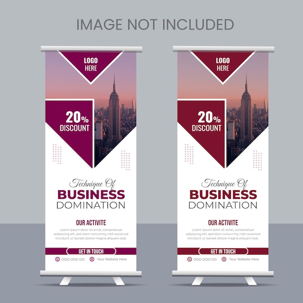 Roll up banner design template vertical abstract background