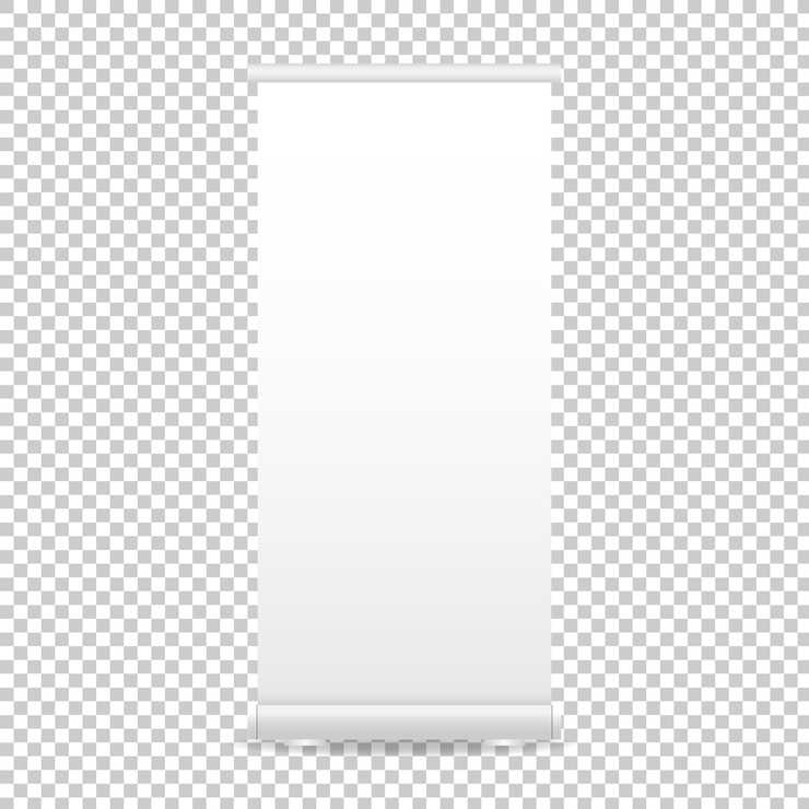 Vector roll up banner display. blank roll-up banner mockup isolated on transparent background. illustration.
