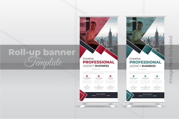 Roll up banner met rechthoekige vormen