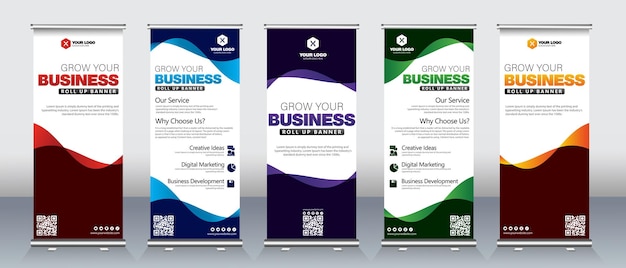 Roll up banner ontwerp voor zakelijke evenementen presentaties stands modern ontwerp