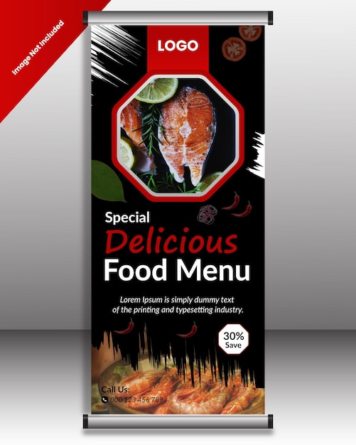 Roll-up banner-ontwerpsjabloon voor eten en restaurant