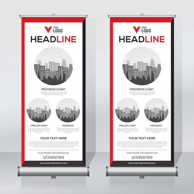 Roll up banner, pull up banner, x-banner, modern vertical new vector design template