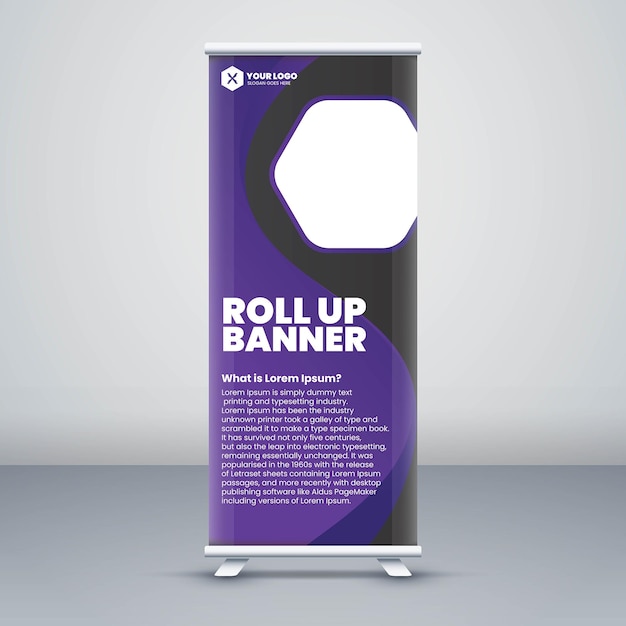 roll up banner in purple color for events