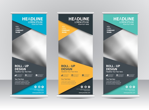 Vector roll-up banner stand sjabloonontwerp