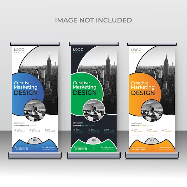 Roll up banner stand template design geometric abstract background