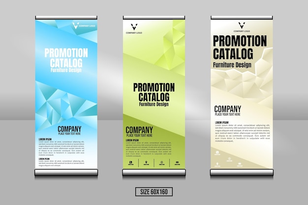 Vettore roll up banner design del modello stand