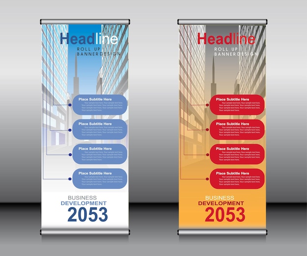 Roll up banner template designbanner layout advertisement pull up polygon background