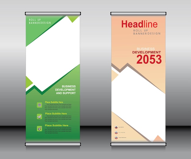 Roll up banner template designbanner layout advertisement pull up polygon background