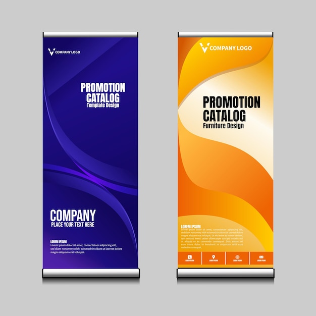 Vettore roll up banner con tema astratto... per la promozione dell'azienda