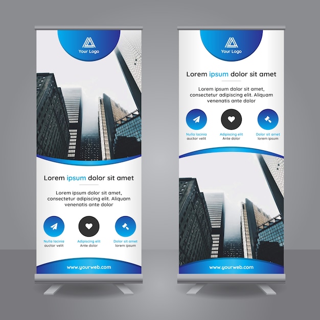 Roll up banner con forme blu