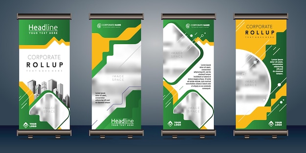 roll up banners sjabloon met bedrijfspresentatie ontwerp sjabloon