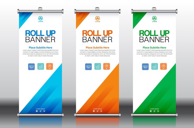 Roll up roll up banner roll up banner brochure flyer banner ontwerp sjabloon vector roll up ontwerp