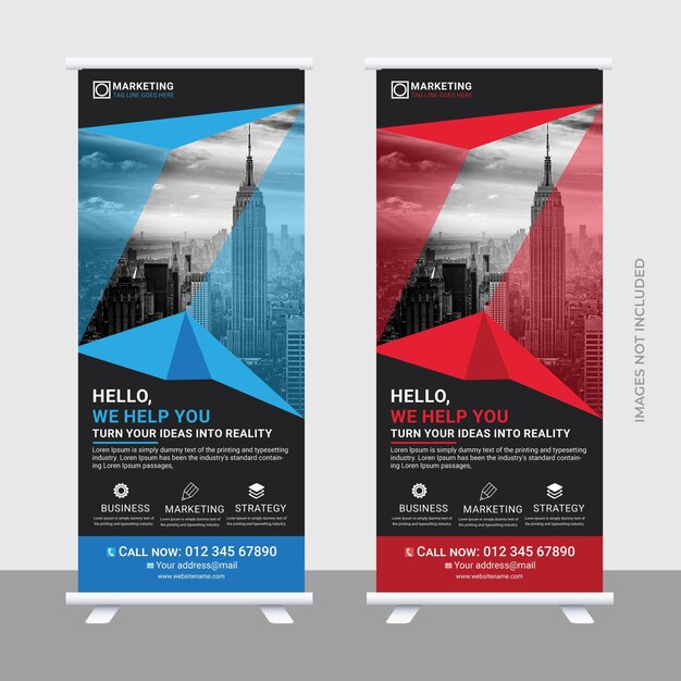 Roll up  stand banner template design