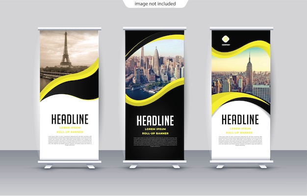 Roll up template for stand vertical banner