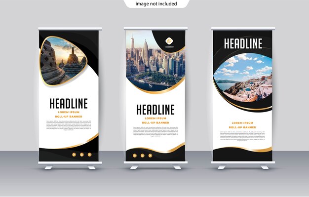 Roll up template for stand vertical banner