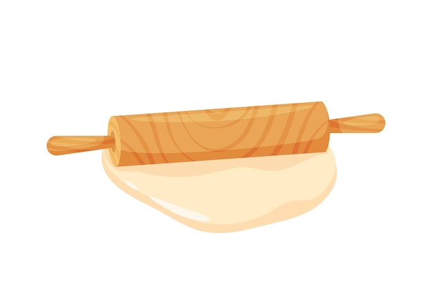 Rolled out dough for baking with a wooden rolling pin