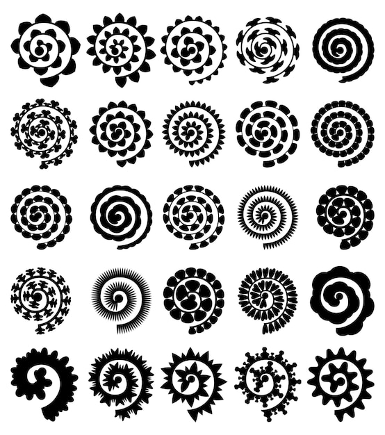 Rolled Paper Flower Paper Cut Template Isolated on White