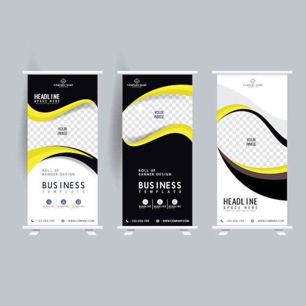 rolled_up_banners_templates_modern_abstract_technology_decor