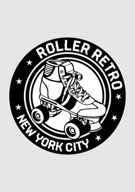 Vector roller blade logo illustration in hand drawn