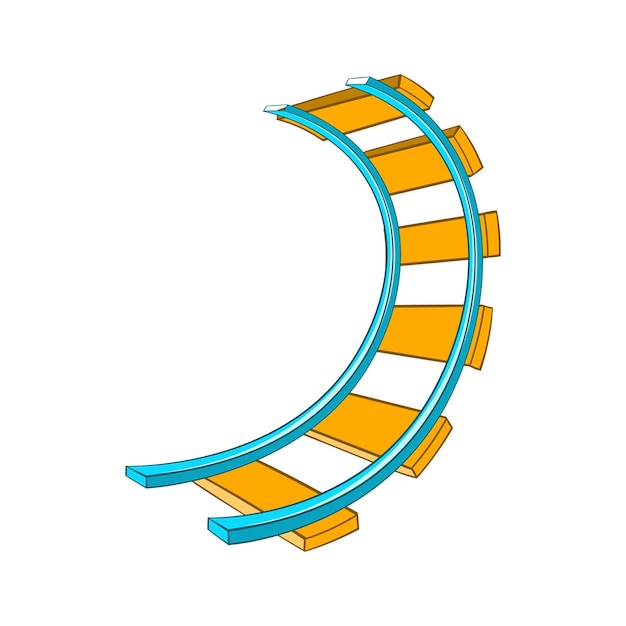 Roller coaster track icon in cartoon style on a white background