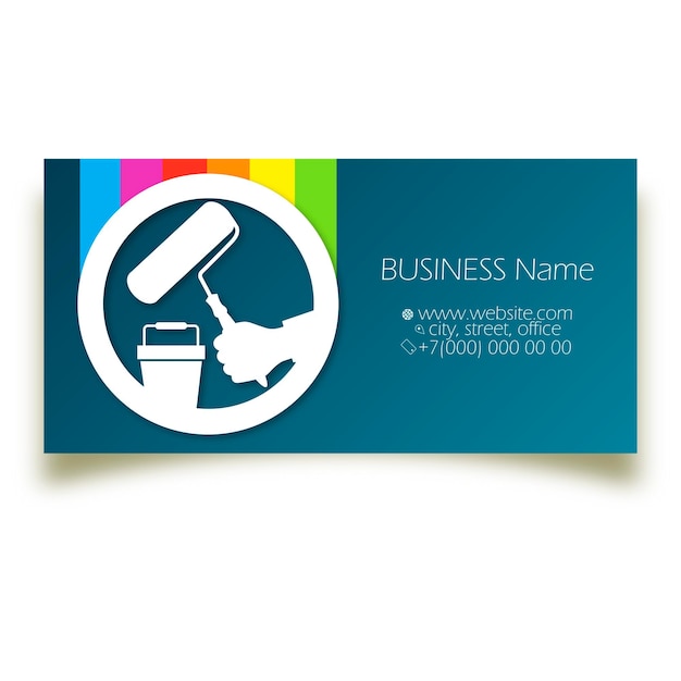 Roller in hand business card concept for painter