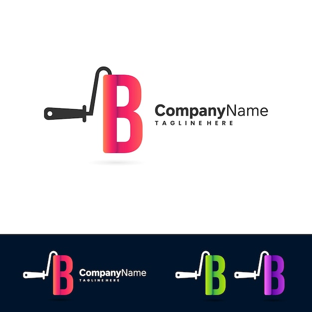 roller paint logo in letter b concept